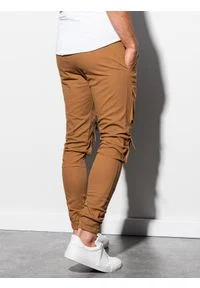 Ombre Clothing - Spodnie męskie joggery P995 - camel - XXL. Materiał: bawełna, elastan #4