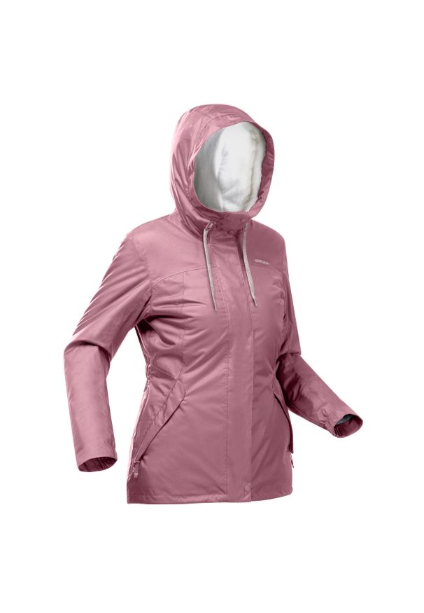 quechua - Kurtka turystyczna zimowa damska Quechua SH100 X-Warm -10°C wodoodporna. Kolor: fioletowy. Materiał: poliester, polar. Sezon: zima