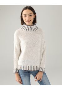 Unisono - SWETER Z KOLOROWĄ NITKĄ 240-23726 BEIGE. Materiał: wełna, poliester, akryl, wiskoza. Wzór: kolorowy #1