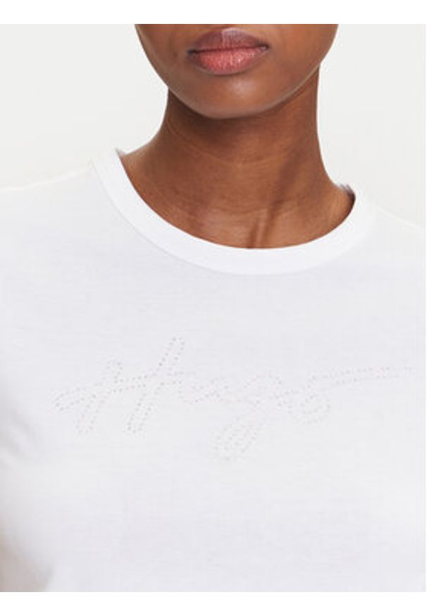 Hugo - HUGO T-Shirt Deloris 50532137 Biały Regular Fit. Kolor: biały. Materiał: bawełna