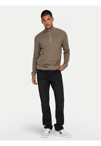 Only & Sons Sweter 22023210 Beżowy Regular Fit. Kolor: beżowy. Materiał: bawełna #4