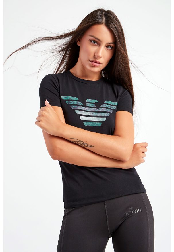 Emporio Armani - T-SHIRT EMPORIO ARMANI. Materiał: bawełna. Długość rękawa: krótki rękaw. Długość: krótkie. Wzór: nadruk