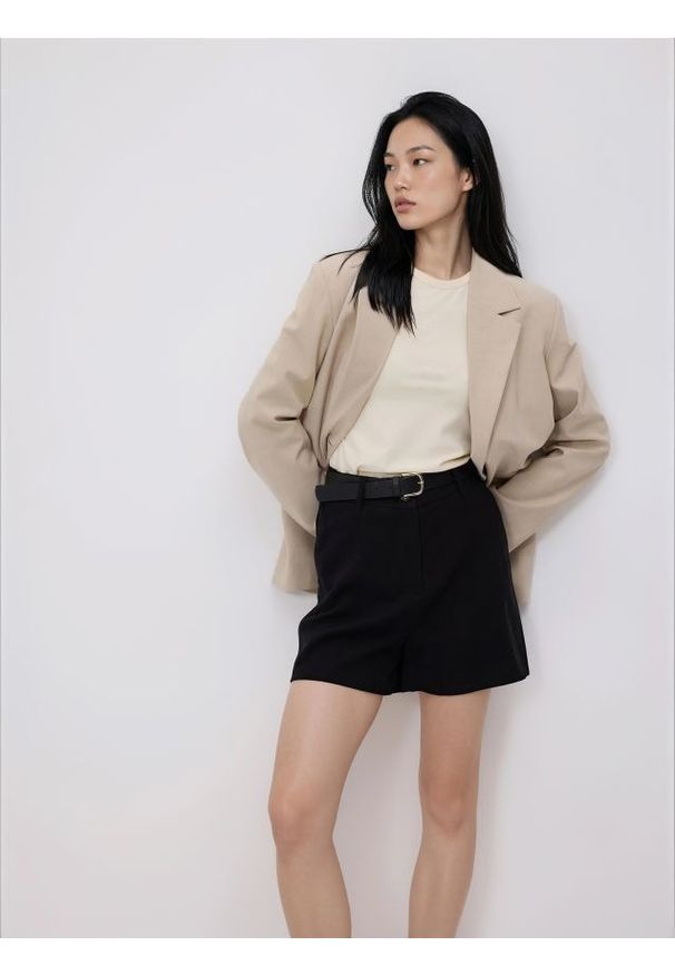 Reserved - Szorty z lyocellem - czarny. Kolor: czarny. Materiał: tkanina