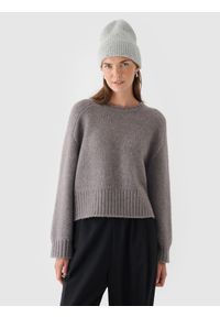 outhorn - Sweter z wełną i alpaką damski Outhorn - szary. Kolekcja: plus size. Kolor: szary. Materiał: wełna. Sezon: zima