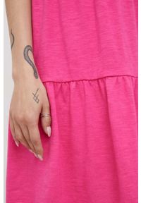 GAP sukienka kolor różowy mini rozkloszowana. Kolor: różowy. Materiał: dzianina. Długość rękawa: krótki rękaw. Długość: mini #2