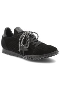 CheBello - Czarne Sneakersy Chebello Stylowe Sportowe Obuwie Damskie. Okazja: na co dzień. Wysokość cholewki: przed kostkę. Kolor: czarny. Materiał: welur. Szerokość cholewki: normalna #1