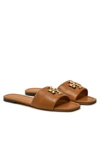 Tory Burch Klapki Eleanor Slide 157966 Brązowy. Kolor: brązowy. Materiał: skóra