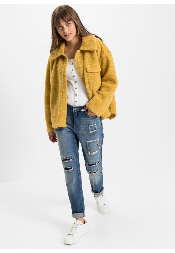 bonprix - Dżinsy o kroj boyfriend, mid waist. Kolor: niebieski