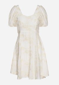 Born2be - Biała Wiskozowa Sukienka w Kwiaty Lunobella. Okazja: na co dzień. Kolor: biały. Materiał: wiskoza. Długość rękawa: długi rękaw. Wzór: kwiaty. Typ sukienki: sportowe. Styl: elegancki, casual, sportowy #6