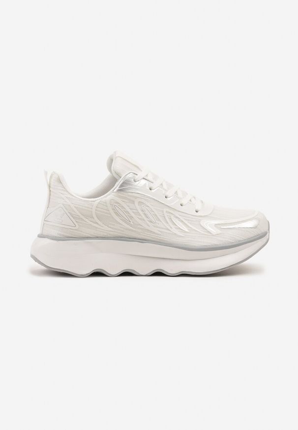 Born2be - Białe Sneakersy na Piankowej Podeszwie z Geometrycznymi Zdobieniami Uliolisa. Okazja: na co dzień. Kolor: biały. Materiał: jeans. Wzór: aplikacja, geometria