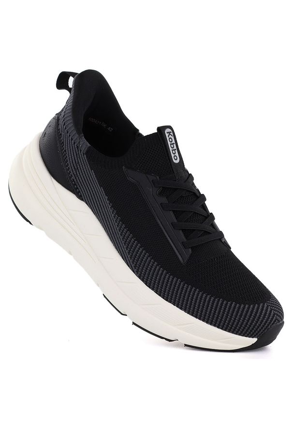 Półbuty sportowe damskie na platformie czarne Kobbo Vinceza 102421. Okazja: na co dzień. Kolor: czarny. Materiał: tkanina. Szerokość cholewki: normalna. Obcas: na platformie. Sport: turystyka piesza