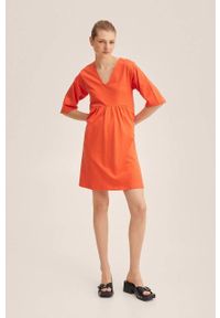 mango - Mango sukienka Serenade kolor pomarańczowy mini oversize. Kolor: pomarańczowy. Typ sukienki: oversize. Długość: mini #7