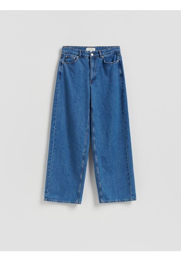 Reserved - Jeansy wide leg - niebieski. Kolor: niebieski