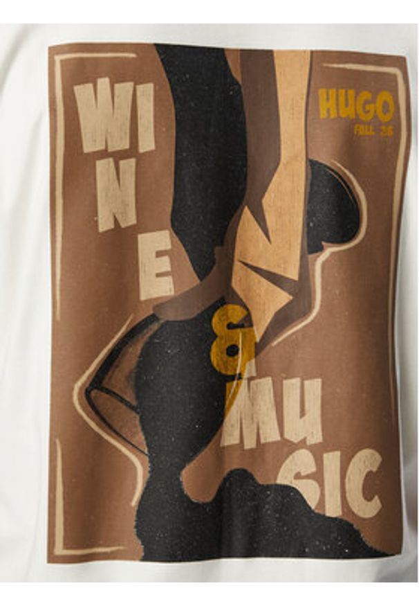 Hugo - HUGO T-Shirt Detzi 50563795 Biały Relaxed Fit. Kolor: biały. Materiał: bawełna