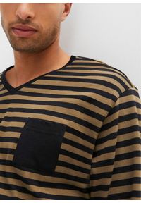 bonprix - Piżama z czystej bawełny z długim rękawem. Kolor: czarny. Materiał: bawełna. Długość: długie. Wzór: paski #3