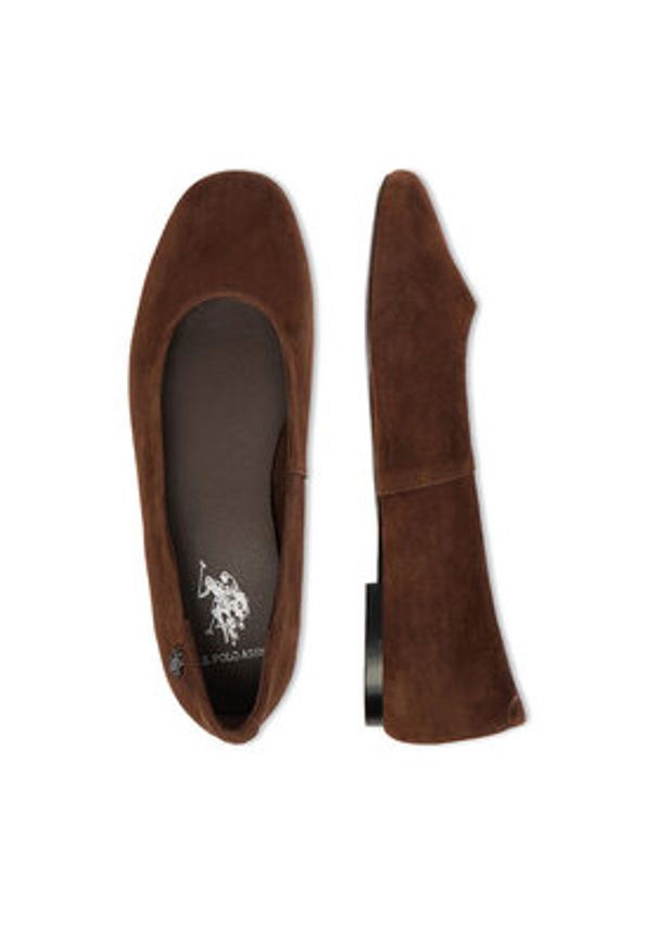 U.S. Polo Assn. Baleriny EO-AYOLY001W/6S1 Brązowy. Kolor: brązowy. Materiał: zamsz, skóra