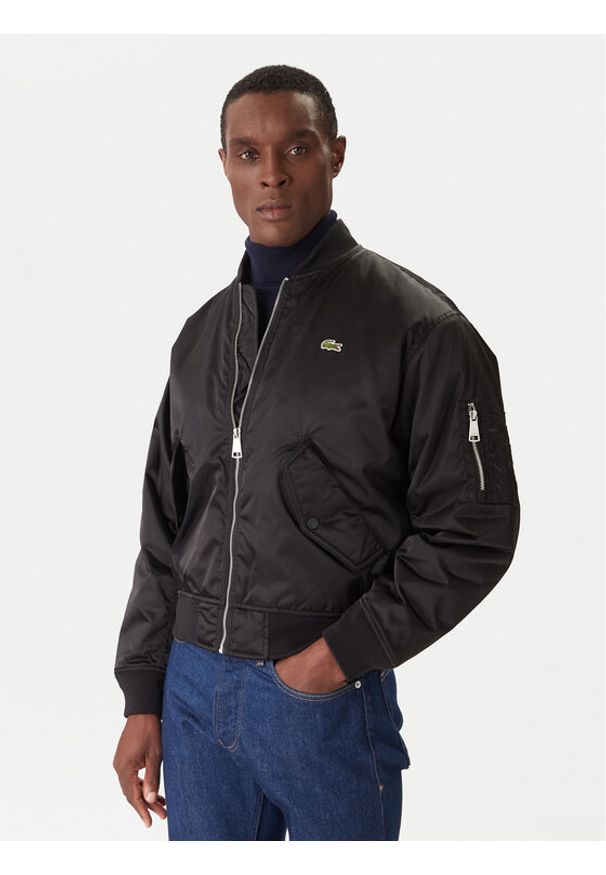Lacoste Kurtka bomber BH2899 Czarny Regular Fit. Kolor: czarny. Materiał: syntetyk