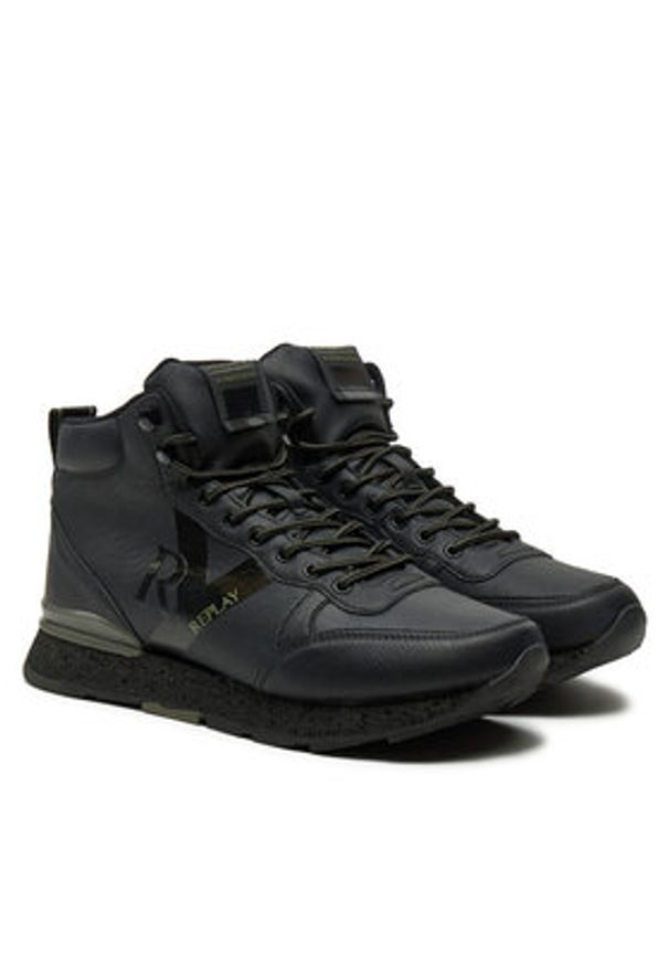 Replay - REPLAY Sneakersy Arthur Ry Mid Mid-Top GMS68.000.C0091S Czarny. Kolor: czarny. Materiał: skóra