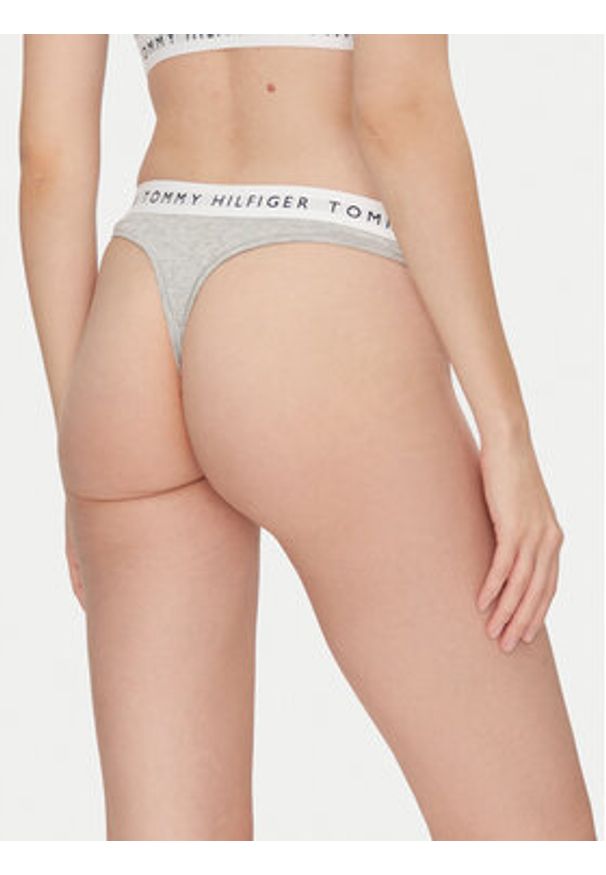 TOMMY HILFIGER - Tommy Hilfiger Stringi UW0UW06039 Szary. Kolor: szary. Materiał: bawełna