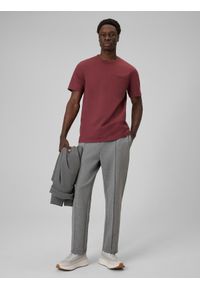 4f - 4F T-shirt regular gładki męski - burgundowy L. Okazja: na co dzień. Kolor: czerwony. Materiał: bawełna, dzianina. Długość rękawa: krótki rękaw. Długość: krótkie. Wzór: gładki. Styl: casual #2