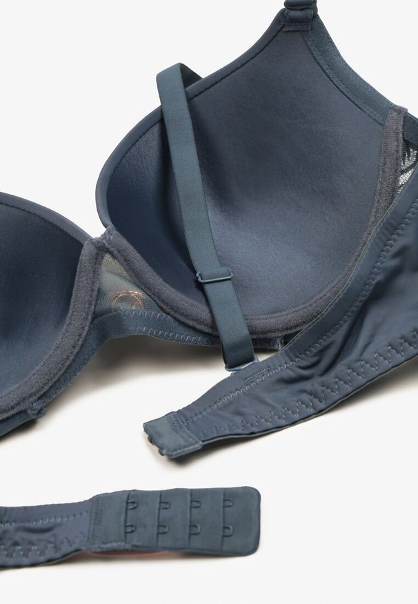 Born2be - Granatowy Biustonosz Miseczka C z Koronkowymi Detalami Mailese. Kolor: niebieski. Materiał: koronka