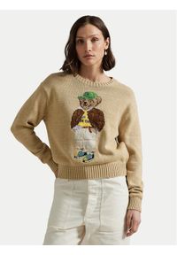 Polo Ralph Lauren Sweter 211972121001 Beżowy Relaxed Fit. Typ kołnierza: polo. Kolor: beżowy. Materiał: bawełna
