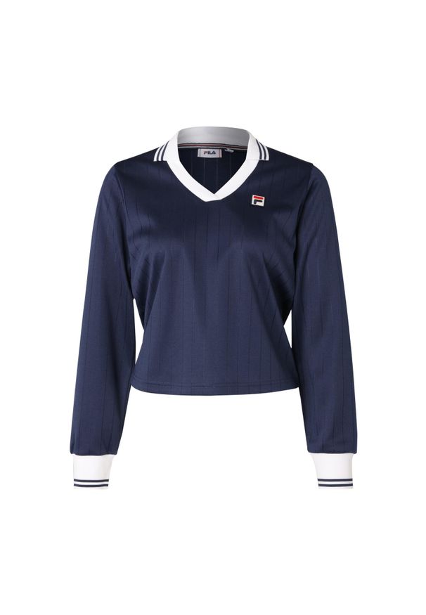 Damska koszulka polo z długim rękawem Fila Lawe. Typ kołnierza: polo. Kolor: niebieski. Długość rękawa: długi rękaw. Długość: długie. Styl: elegancki