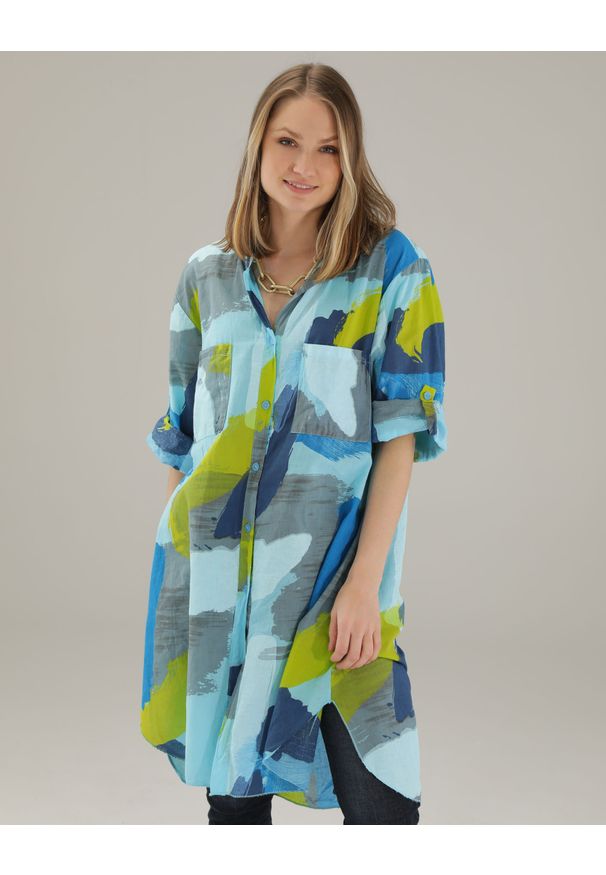 Unisono - BAWEŁNIANA KOSZULA O SWOBODNYM FASONIE 1665F CELESTE. Materiał: bawełna