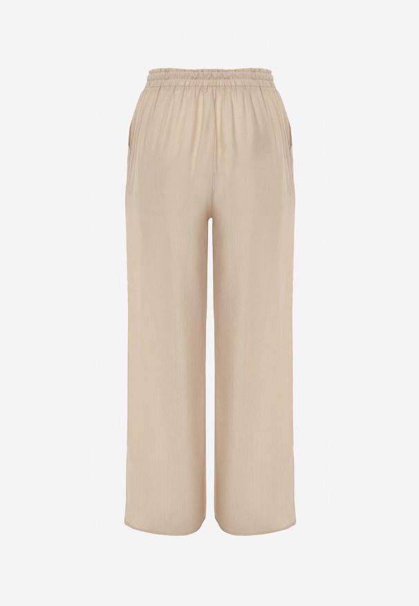 Born2be - Beżowe Szerokie Spodnie z Wiskozy Zyona. Okazja: na co dzień. Kolor: beżowy. Materiał: wiskoza. Styl: casual, klasyczny