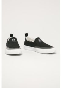 Armani Exchange - Tenisówki. Nosek buta: okrągły. Zapięcie: bez zapięcia. Kolor: czarny. Materiał: syntetyk, materiał, guma. Szerokość cholewki: normalna #3