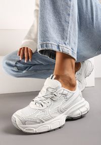 Renee - Białe Sneakersy z Siateczkowymi Wstawkami i Sznurowaniem Dalkanea. Zapięcie: sznurówki. Kolor: biały #1