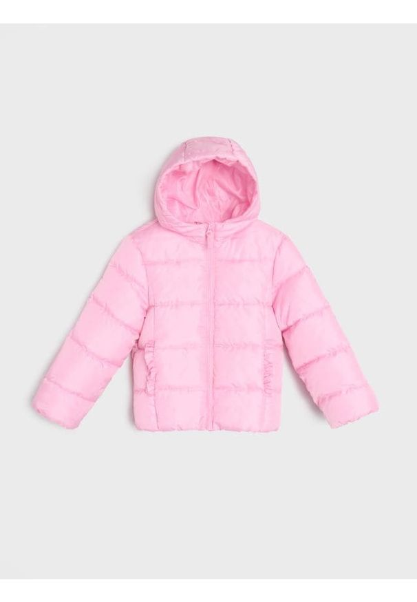 Sinsay - Pikowana kurtka puffer z kapturem - różowy. Typ kołnierza: kaptur. Kolor: różowy