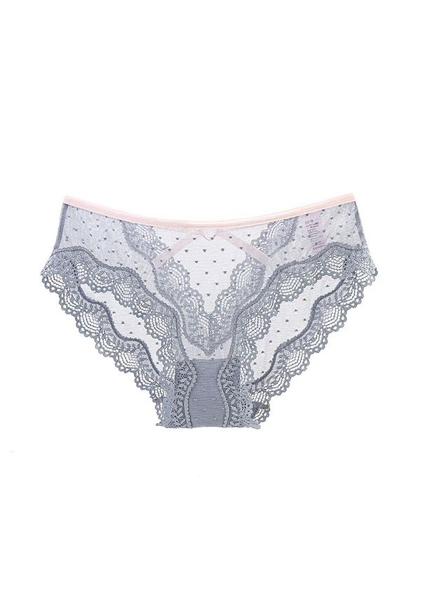 Intica - Koronkowe majtki z strapsami na specjalne okazje Xumar. Kolor: szary. Materiał: koronka. Wzór: koronka