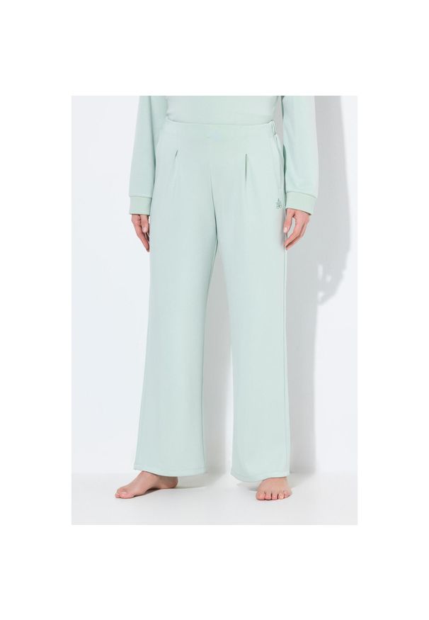 ULLA POPKEN - Damskie Spodnie do yogi kontrafałda kieszenie. Kolekcja: plus size. Kolor: szary. Materiał: wiskoza, elastan, poliester, materiał. Sport: joga i pilates