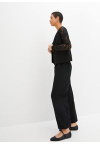bonprix - Żakiet z koronkowymi rękawami. Kolor: czarny. Materiał: koronka. Długość rękawa: długi rękaw. Długość: długie. Wzór: koronka #2