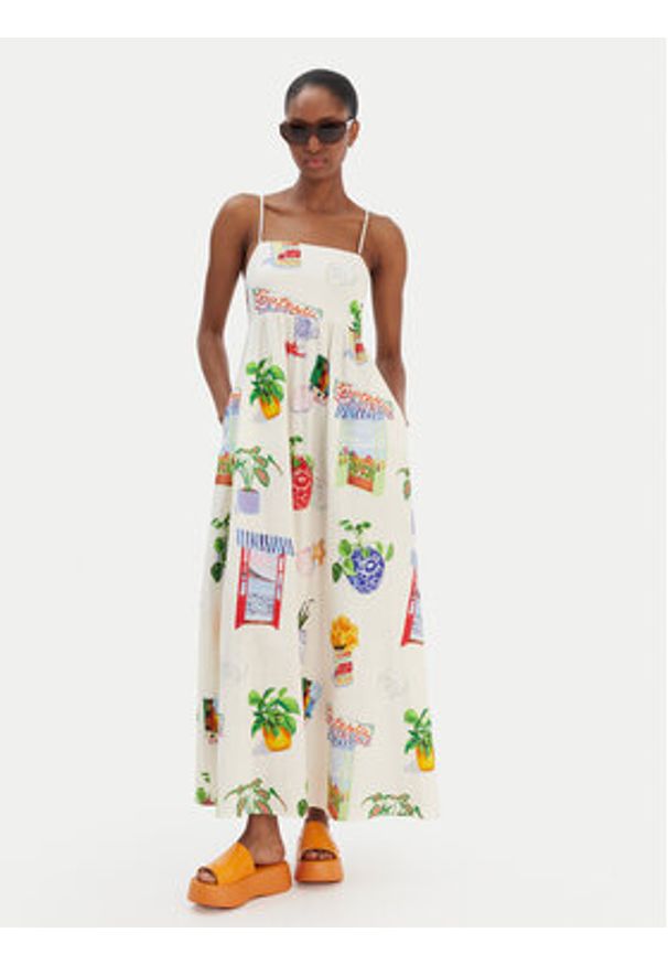 Seafolly Sukienka letnia La Boca 55597-DR Écru Regular Fit. Materiał: bawełna. Sezon: lato