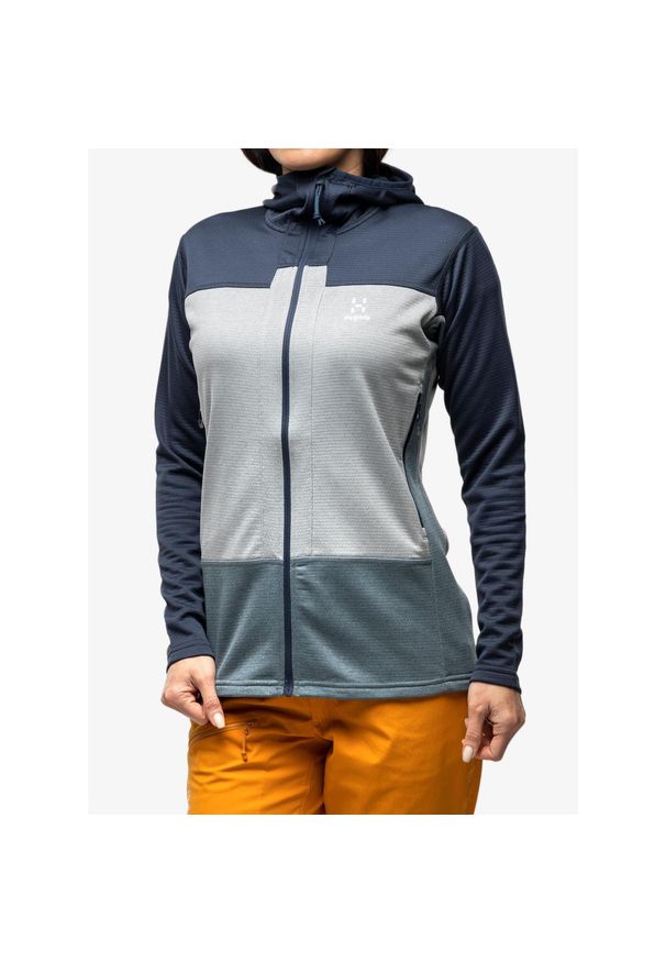Haglöfs - Bluza rozpinana damska Haglofs ROC Flash Mid Hood. Kolor: szary, niebieski, wielokolorowy
