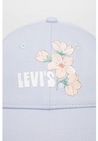 Levi's® - Levi's czapka bawełniana z nadrukiem. Kolor: niebieski. Materiał: bawełna. Wzór: nadruk. Styl: biznesowy