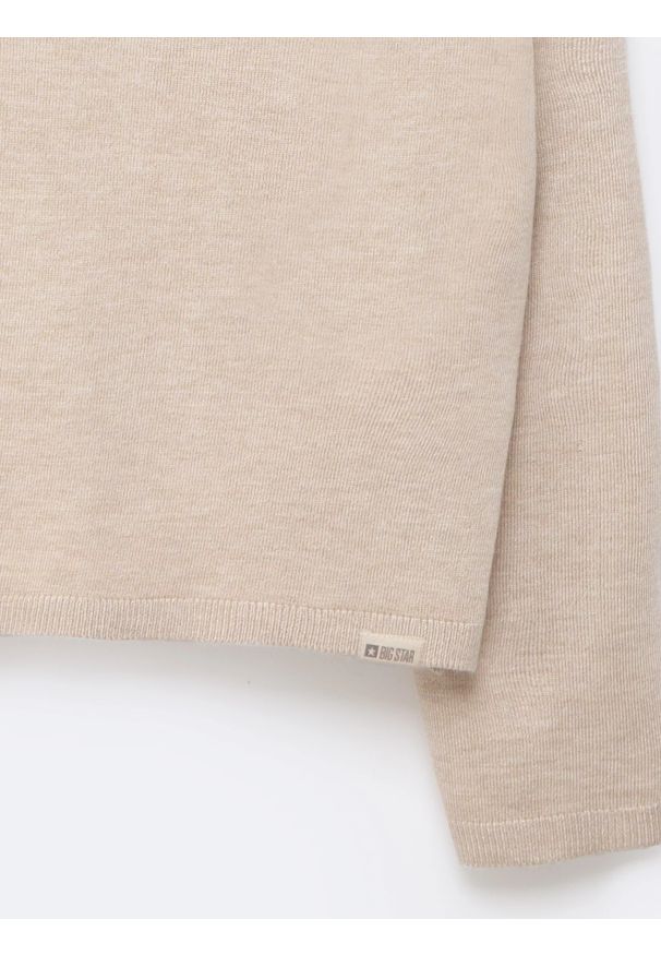 Big-Star - Sweter damski z wiskozy beżowy Faustii 801. Okazja: na co dzień. Kolor: beżowy. Materiał: wiskoza. Styl: klasyczny, casual