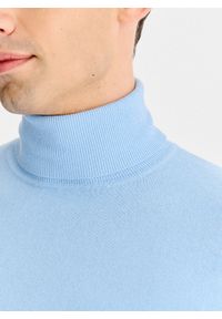 Pako Lorente - PAKO LORENTE - Jasnoniebieski gładki golf męski. Typ kołnierza: golf. Kolor: niebieski, zielony. Materiał: poliamid, bawełna, elastan. Wzór: gładki. Sezon: jesień #3