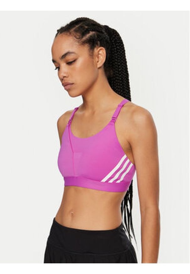 Adidas - adidas Biustonosz sportowy Powerimpact Luxe Medium-Support Maternity IZ1871 Różowy Slim Fit. Kolor: różowy. Materiał: syntetyk