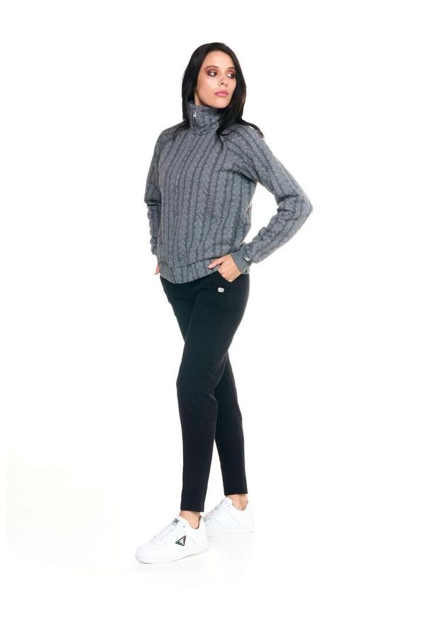 LEONE 1947 APPAREL - Damska bluza z golfem Leone zapinana na zamek błyskawiczny w kolorze szarym. Typ kołnierza: golf. Kolor: szary, brązowy, wielokolorowy. Materiał: tkanina. Sport: golf