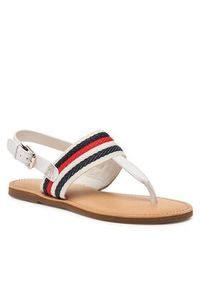 TOMMY HILFIGER - Tommy Hilfiger Sandały Flat Sandal Corporate FW0FW06988 Écru. Materiał: materiał