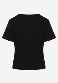 Renee - Czarny Casualowy T-shirt z Bawełny Nealiara. Okazja: na co dzień. Kolor: czarny. Materiał: bawełna. Wzór: aplikacja. Styl: casual #8