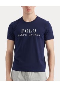 Ralph Lauren - RALPH LAUREN - Granatowy t-shirt z logo. Typ kołnierza: polo. Kolor: niebieski. Materiał: bawełna. Wzór: nadruk #1
