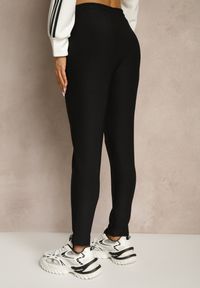 Renee - Czarne Dopasowane Spodnie High Waist z Gumką i Wiązaniem w Talii Zelpia. Okazja: na co dzień. Stan: podwyższony. Kolor: czarny. Styl: casual, elegancki #4