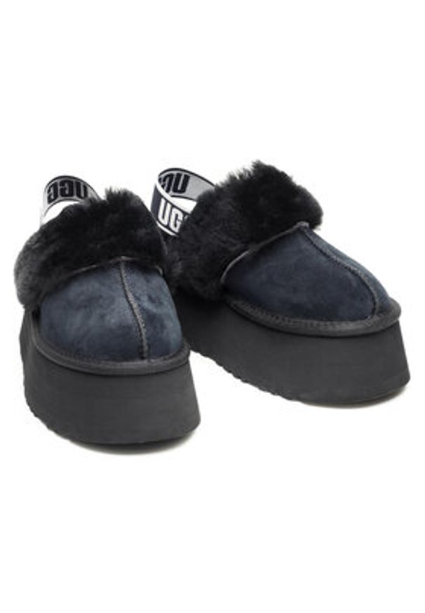 Ugg Kapcie W Funkette 1113474 Czarny. Kolor: czarny. Materiał: skóra, zamsz