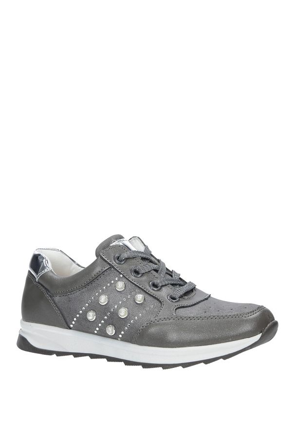 Casu - Szare buty sportowe z ozdobnym suwakiem i perełkami casu p-237. Kolor: szary