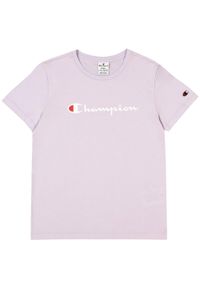 Champion - T-shirt Damski Z Bawełny Z Krótkim Rękawem. Kolor: fioletowy. Materiał: bawełna. Długość rękawa: krótki rękaw. Długość: krótkie