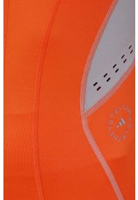 Adidas by Stella McCartney - adidas by Stella McCartney t-shirt treningowy HB6075 kolor pomarańczowy. Kolor: pomarańczowy. Materiał: poliester, skóra, dzianina, materiał. Wzór: ażurowy, ze splotem #3
